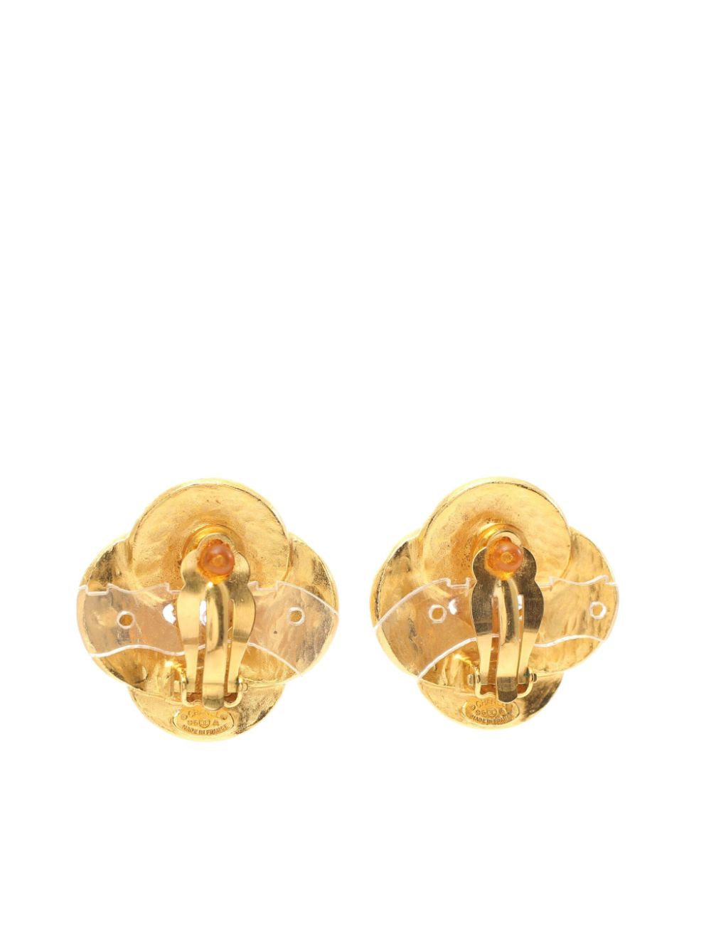 CHANEL Pre-Owned 1986-1988 CC clover clip-on earrings - Goud