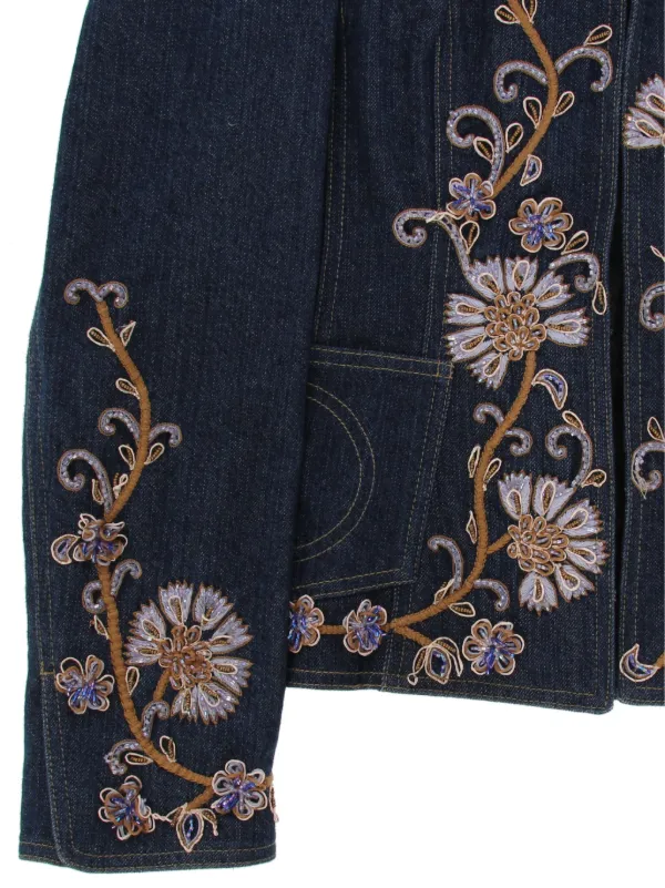 Christian Dior Pre-Owned 2010s floral-embroidered Denim Jacket