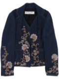 Christian Dior Pre-Owned 2010s floral-embroidered denim jacket - Blue