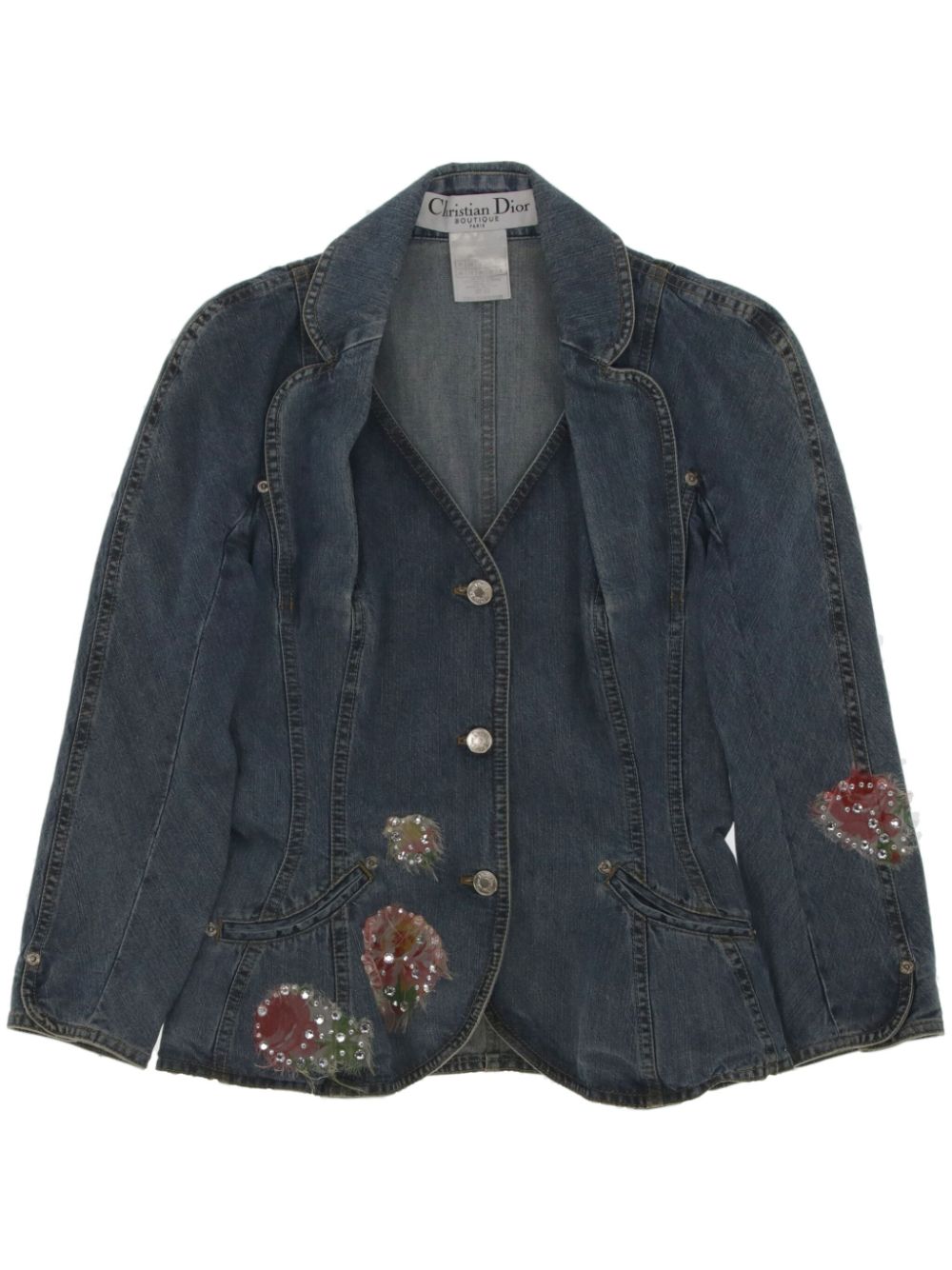 2010s floral-appliqué denim jacket