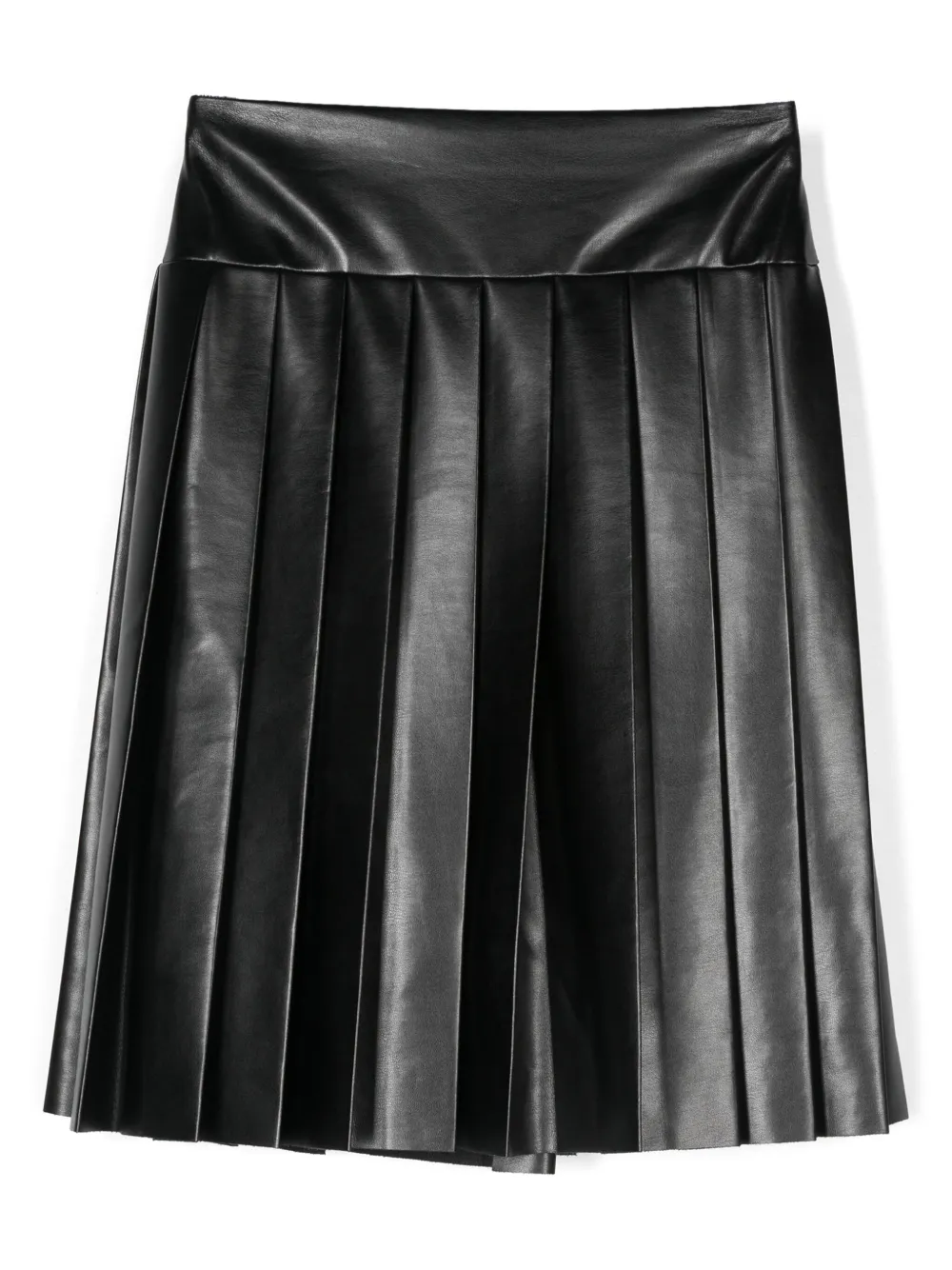Msgm Pleat Faux-leather Skirt In Black