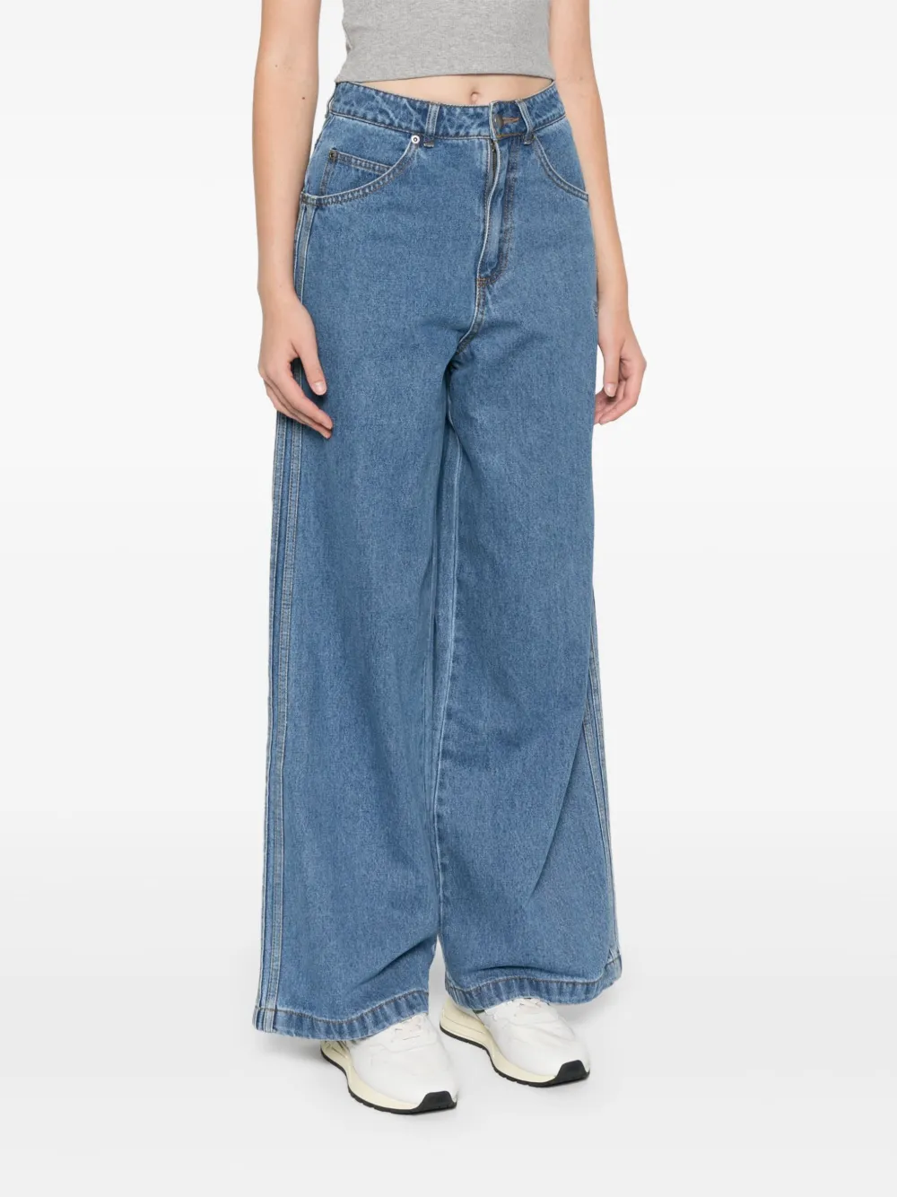 adidas Jeans met wijde pijpen Blauw