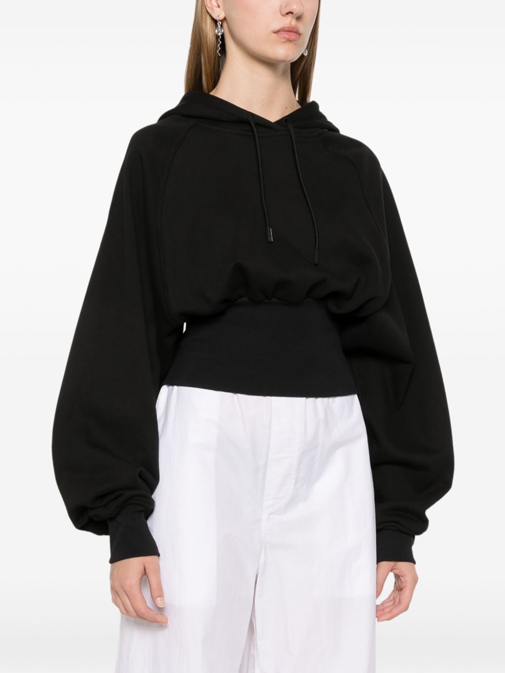 Shop Adidas By Stella Mccartney Cropped Hoodie In Black