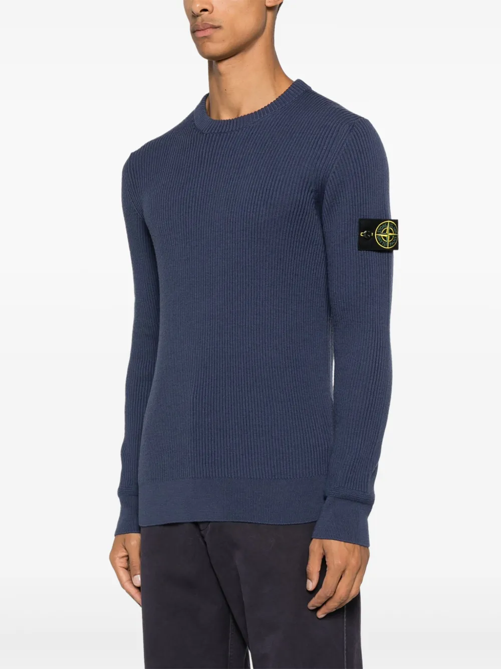 Stone Island Ribgebreide wollen trui Blauw
