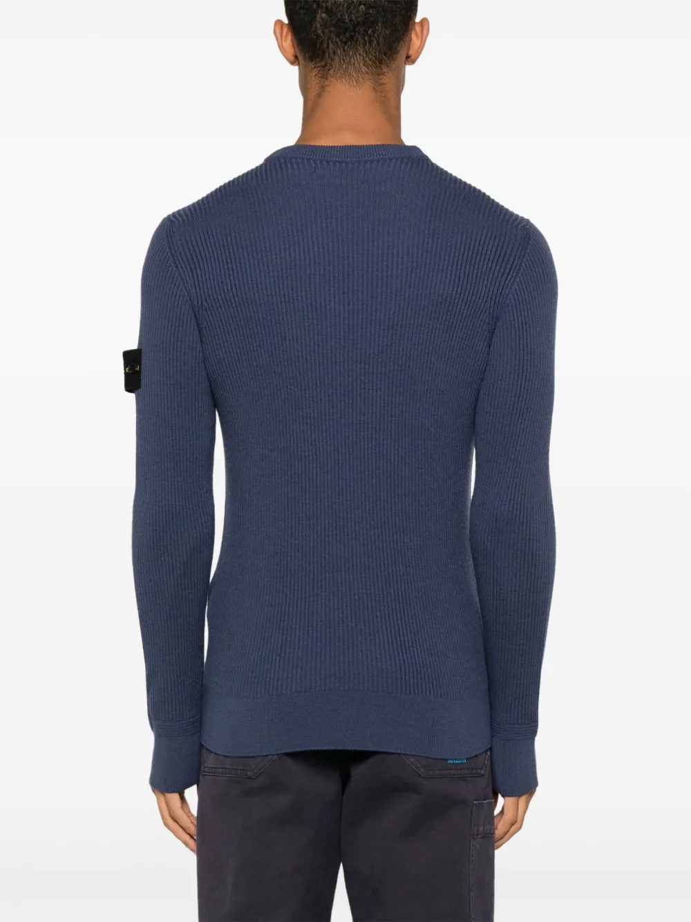 Stone Island Ribgebreide wollen trui Blauw