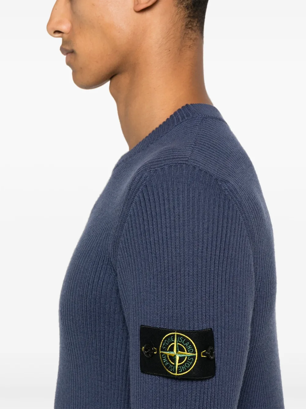 Stone Island Ribgebreide wollen trui Blauw