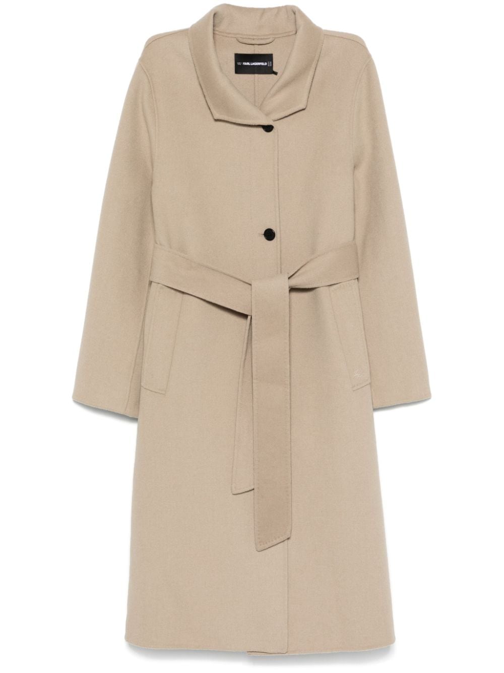 Shop Karl Lagerfeld Double-face Wool Coat In Brown