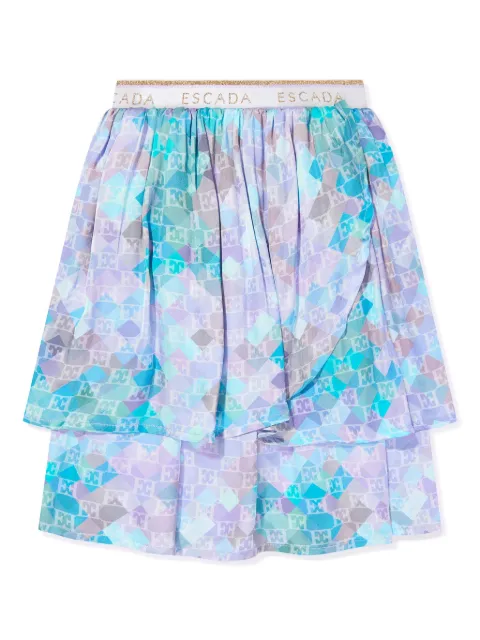 Escada Kids all-over logo-print skirt