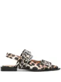 GANNI leopard-print satin ballet flats - Brown