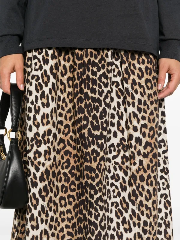 Ganni leopard print midi skirt hotsell