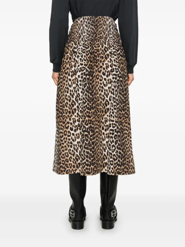 GANNI leopard print Midi Skirt Brown FARFETCH CA