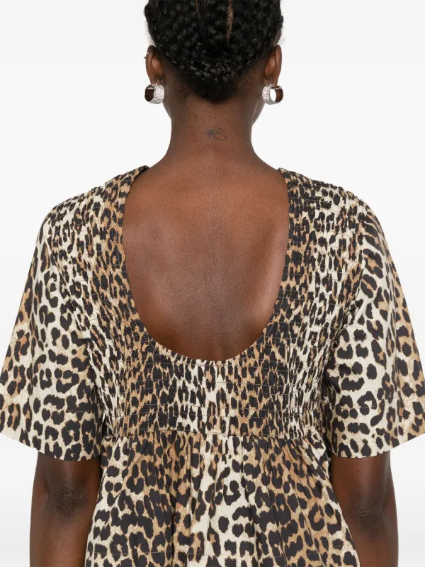 GANNI Smock Leopard Printed Blouse | Brown | FARFETCH