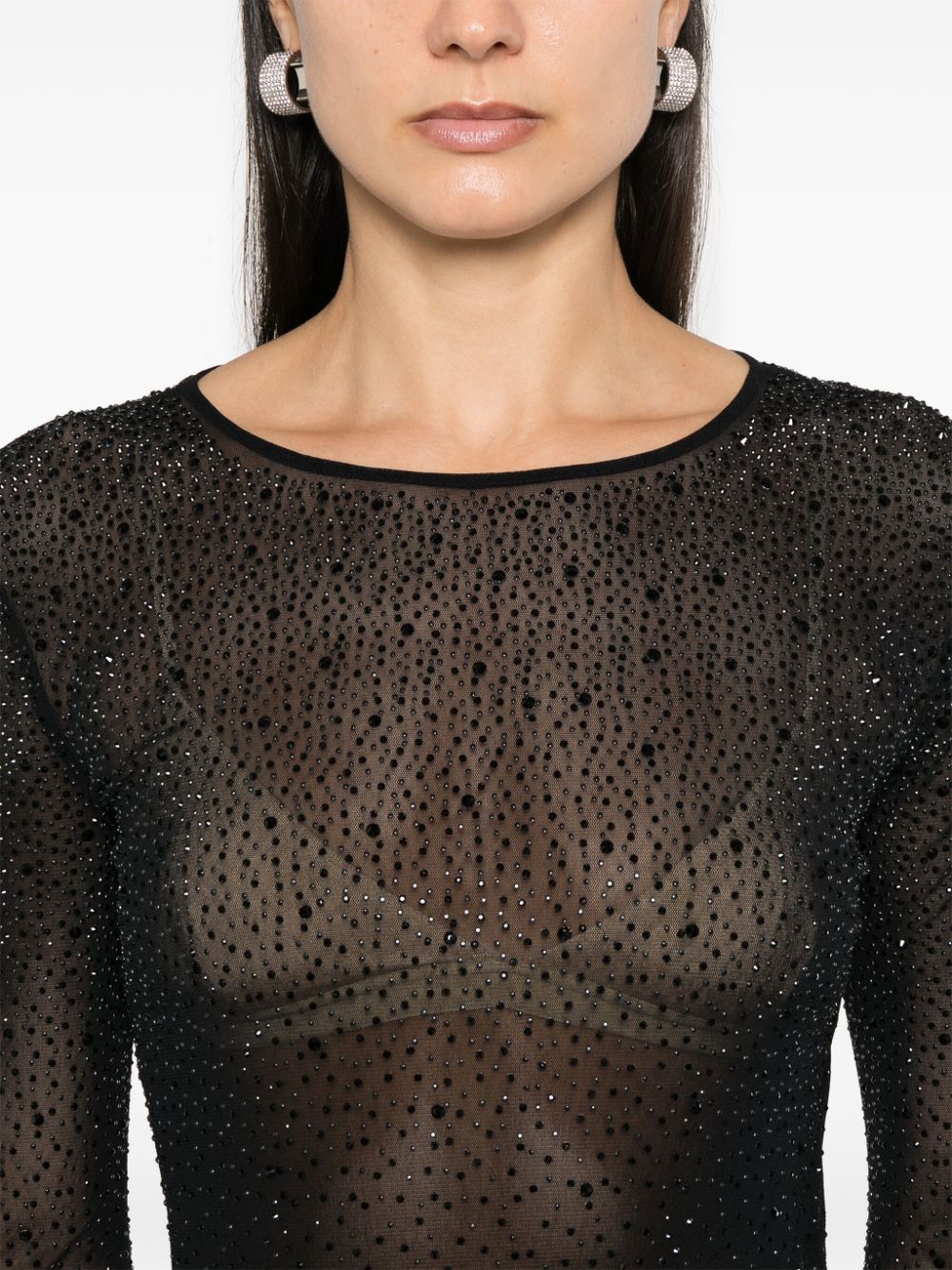 Shop Ermanno Scervino Rhinestone-embellished Top In Black