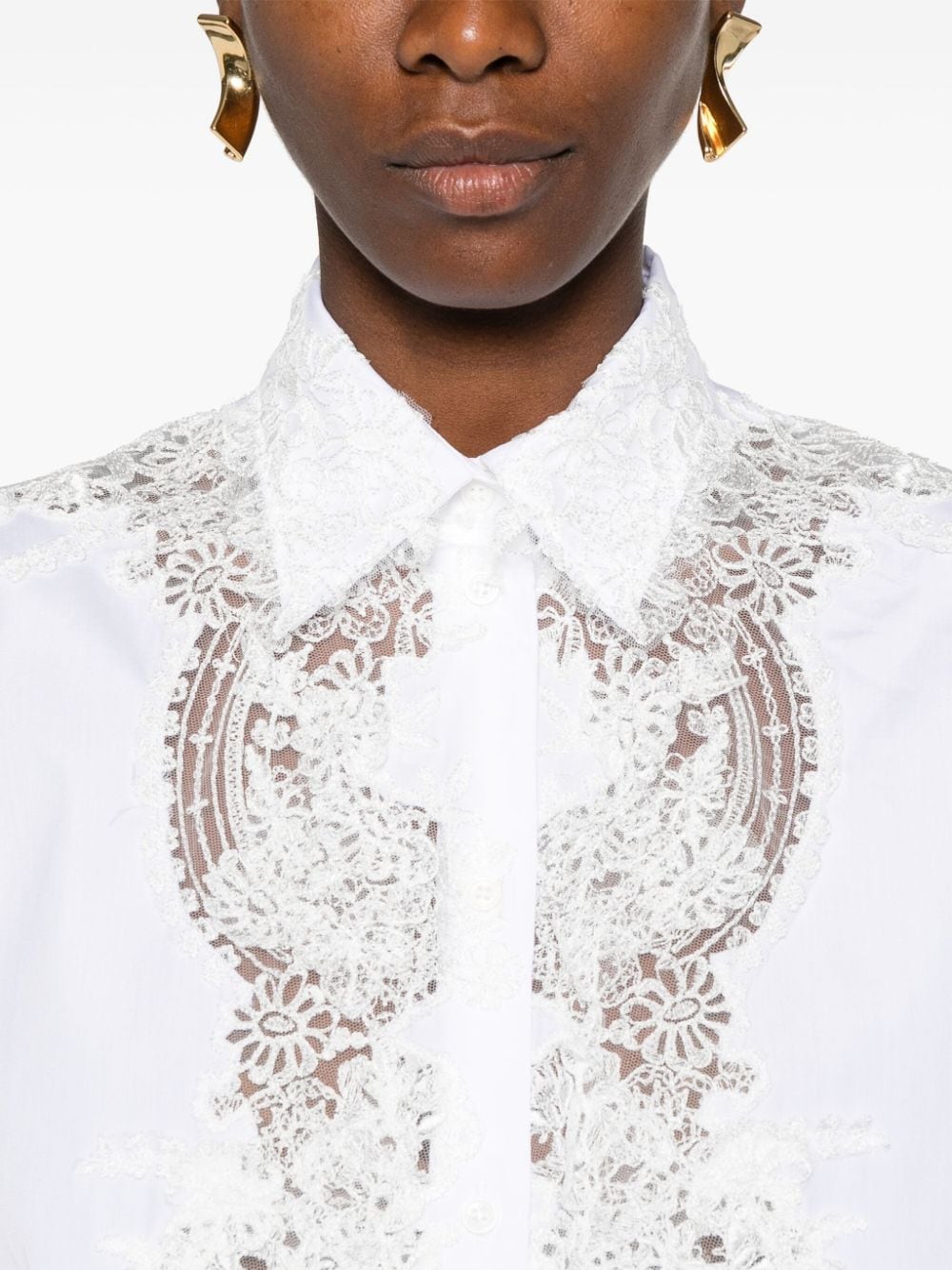 Shop Ermanno Scervino Floral-lace Shirt In White