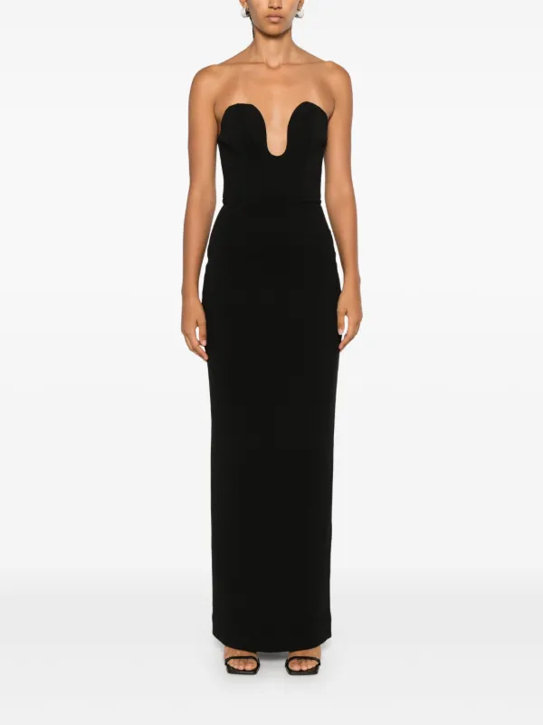 関税込【SOLACE LONDON】The Lyana Maxi Dress in Gold Black SOLACE LONDON Lyana draped satin-twill and stretch-crepe