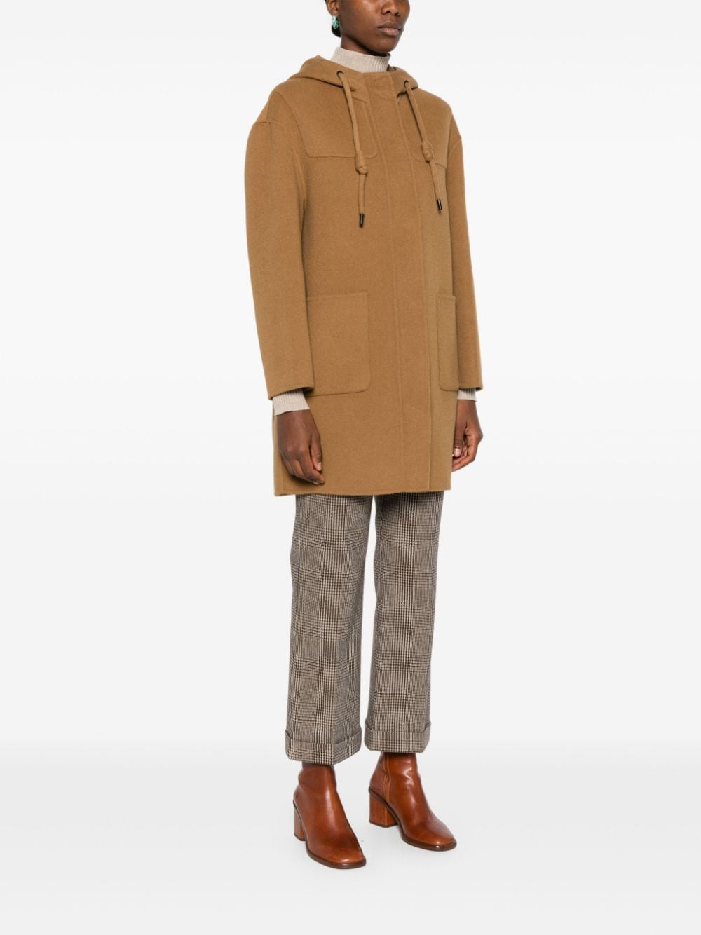 Shop Ermanno Firenze Felted Coat In Brown