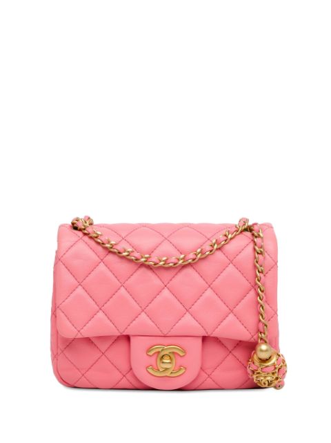 CHANEL 2021-2023 Mini Square Classic Lambskin Pearl Crush Flap crossbody bag Women