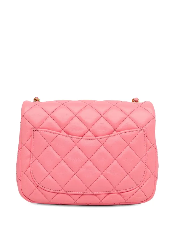 CHANEL Pre Owned 2021 2023 Mini Square Classic Lambskin Pearl Crush Flap Crossbody Bag Pink FARFETCH IE