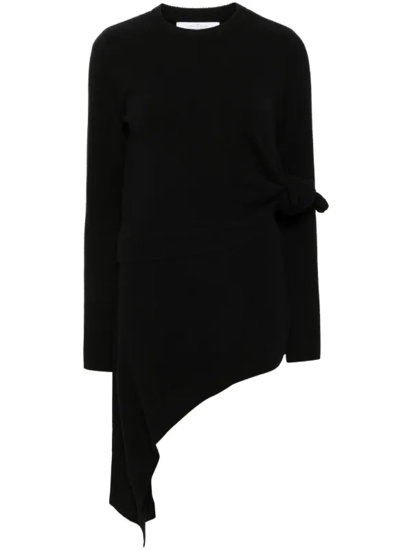 black long sleeve ruched asymmetric knitted dress Asymmetric Long Sleeve Ruched Detail Maxi Dress In Black | EGO UK