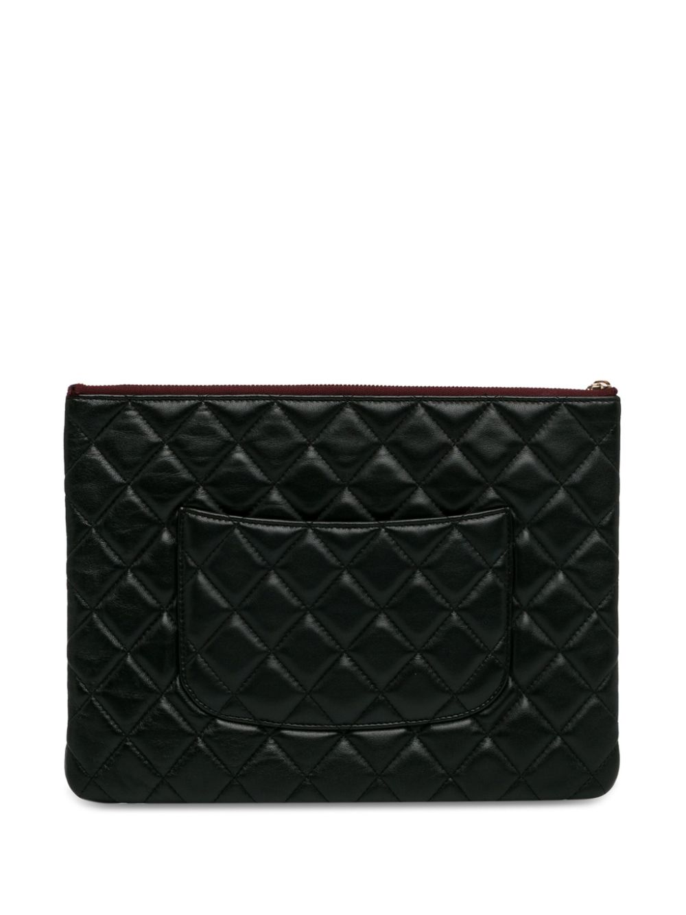 CHANEL Pre-Owned 2017-2018 Medium Quilted Lambskin O Case clutch bag - Zwart