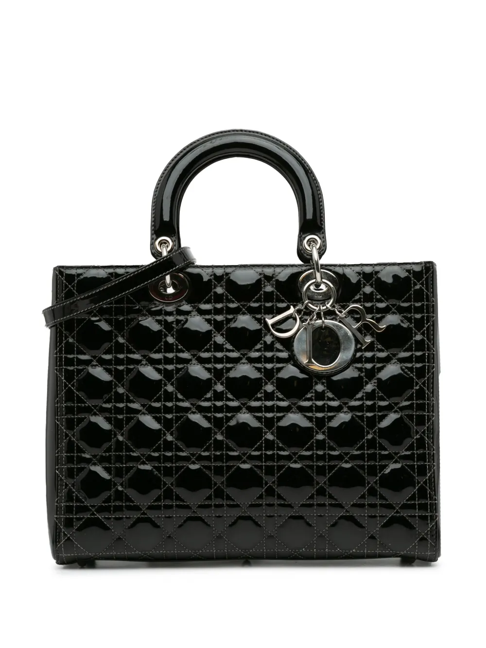 Christian Dior Pre-Owned 2012 レディ ディオール カナージュ サッチェルバッグ L - ブラック Christian Dior Pre-Owned 2012 レディ ディオール カナージュ サッチェルバッグ L - ブラック