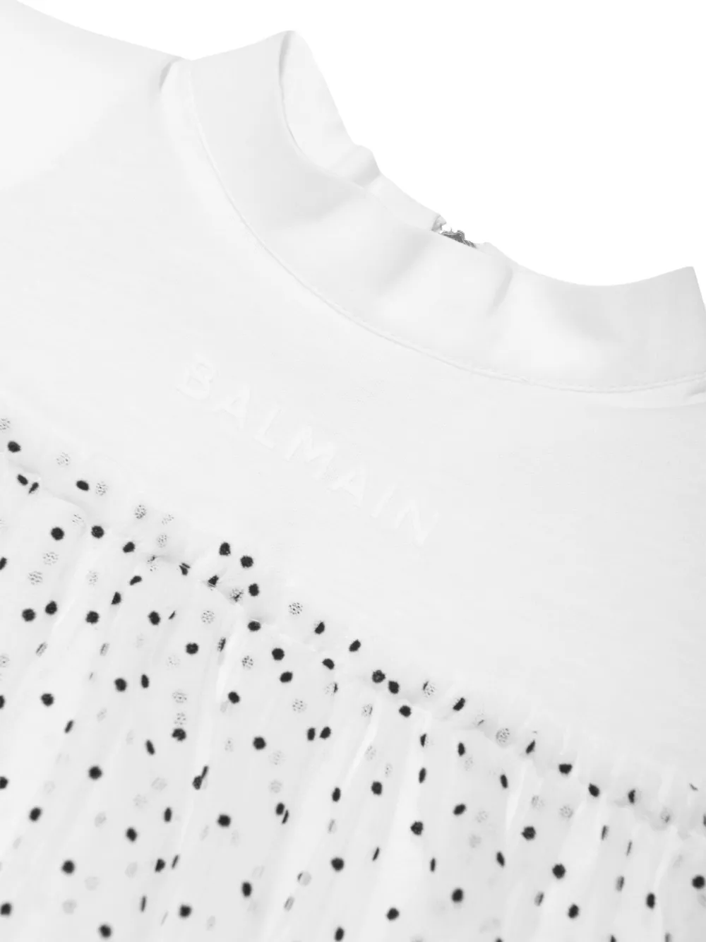 Balmain Kids Gelaagde tulen jurk Wit