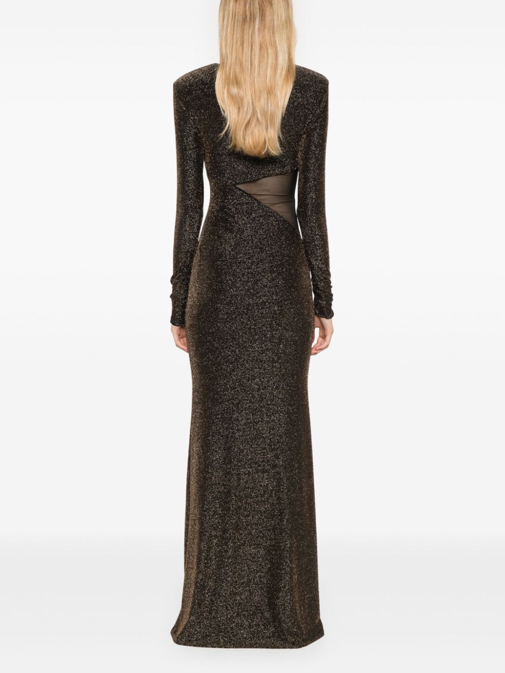 Shop Just Cavalli Metallic-threading Maxi Dress In Gold