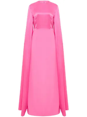 alex perry pink cape dress Kelly Cheung hit the red carpet in the spectacular Alex Perry pink cape gown at the 2020 TVB Anniversary Awards