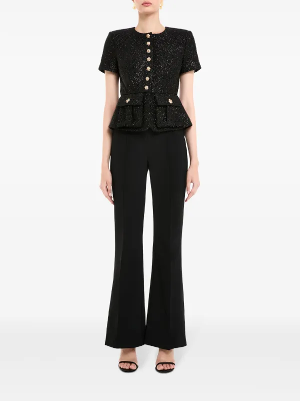Self-Portrait Tinsel Bouclé Jumpsuit Black FARFETCH IN