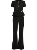 Self-Portrait tinsel bouclé jumpsuit - Black