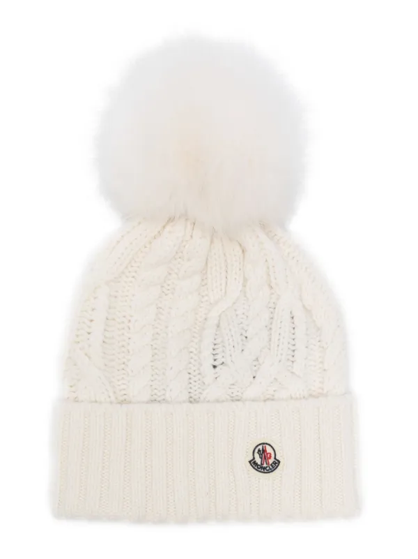 Moncler pompom detail Beanie White FARFETCH HK