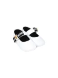 Moschino Kids logo-tape ballerina shoes - White