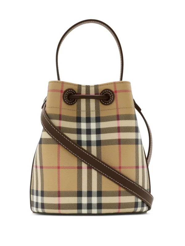 Burberry Checked Mini Bucket Bag Neutrals FARFETCH IE