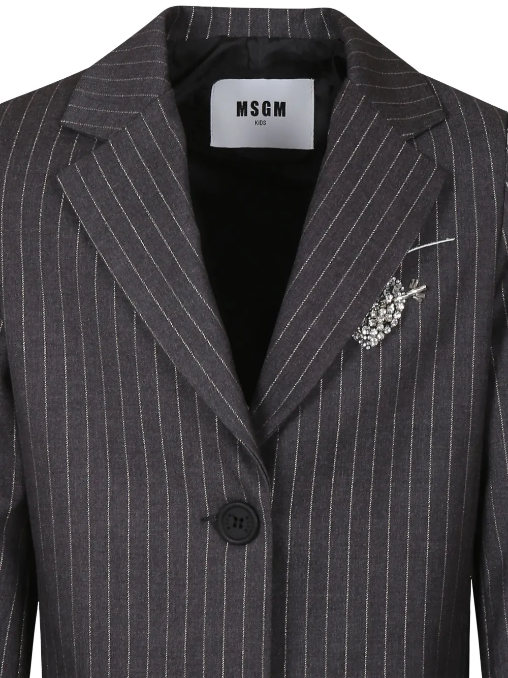 MSGM Kids Blazer met krijtstreep en enkele rij knopen Grijs