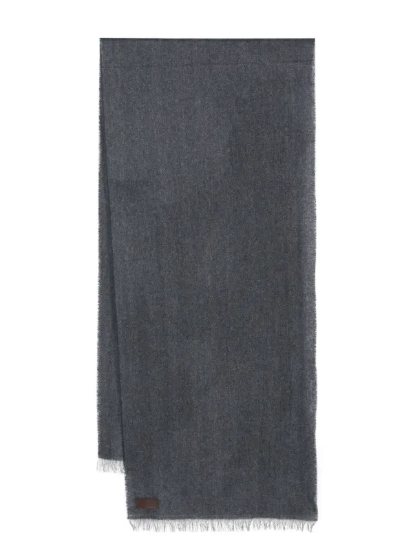 Canali Herringbone Scarf in Blue