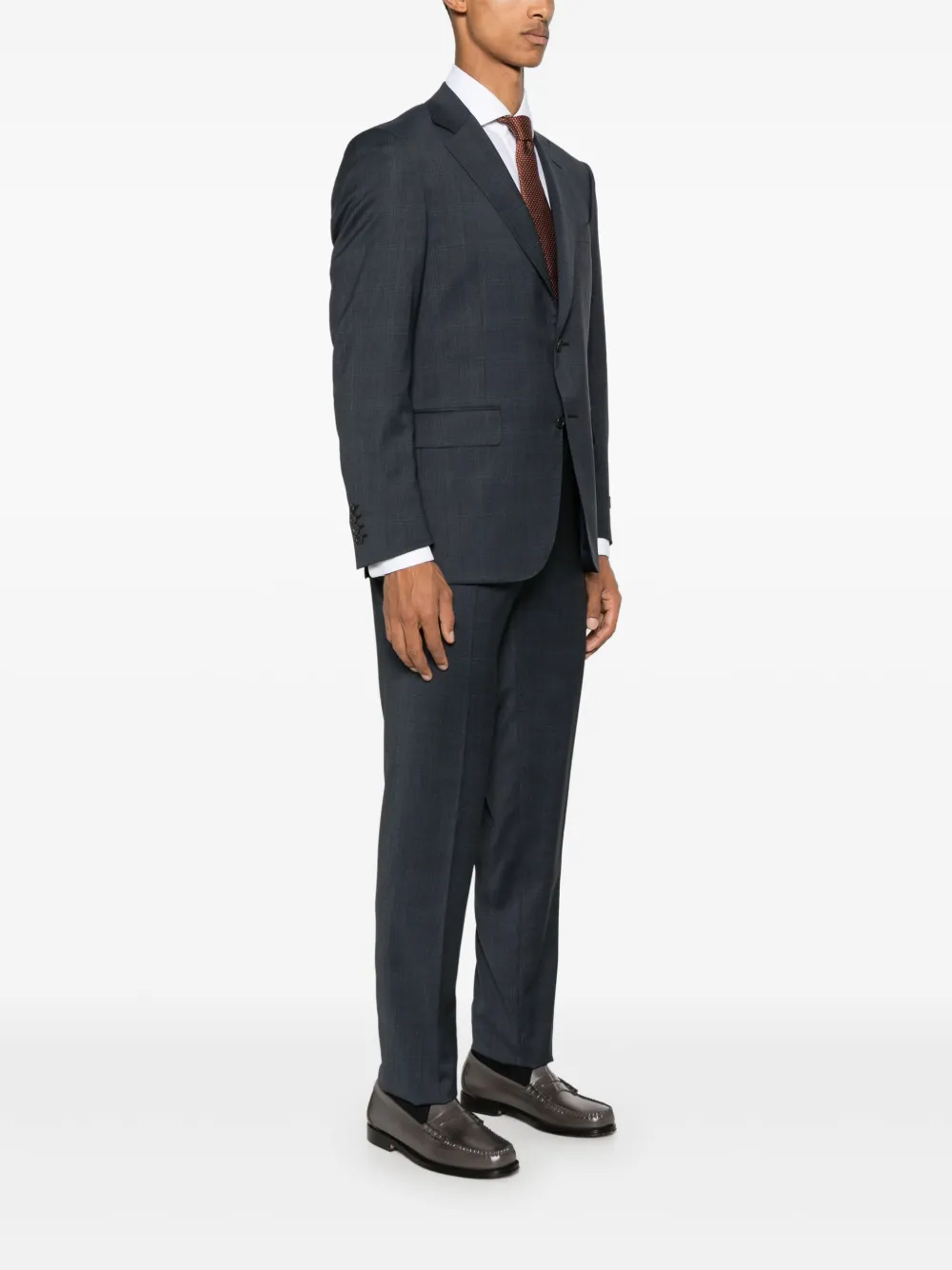 Canali Geruit pak Blauw