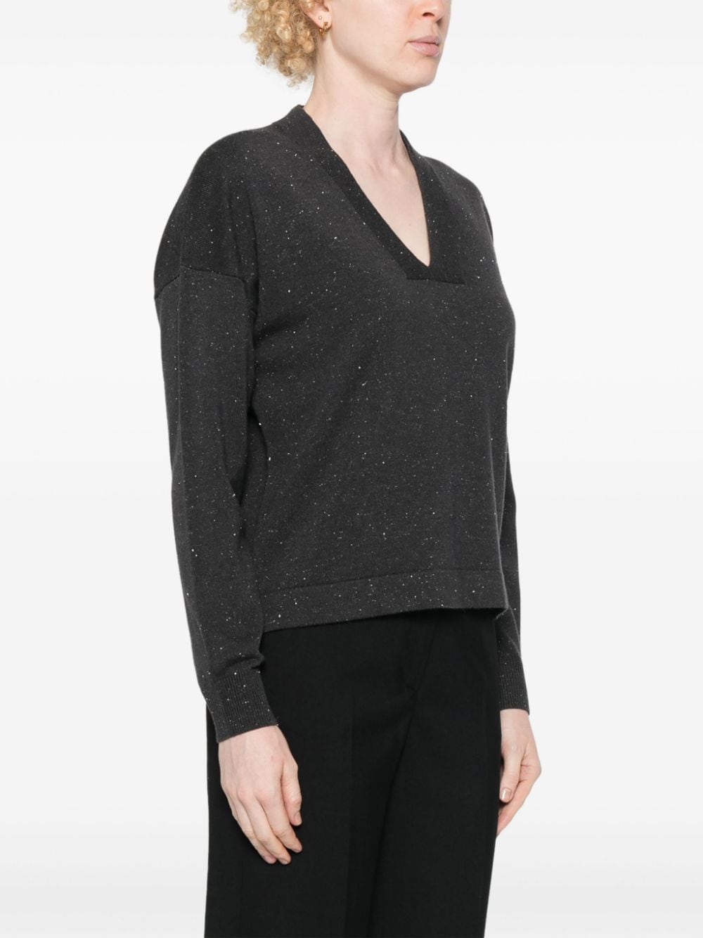 Shop Peserico Metallic-threading Jumper In Grey