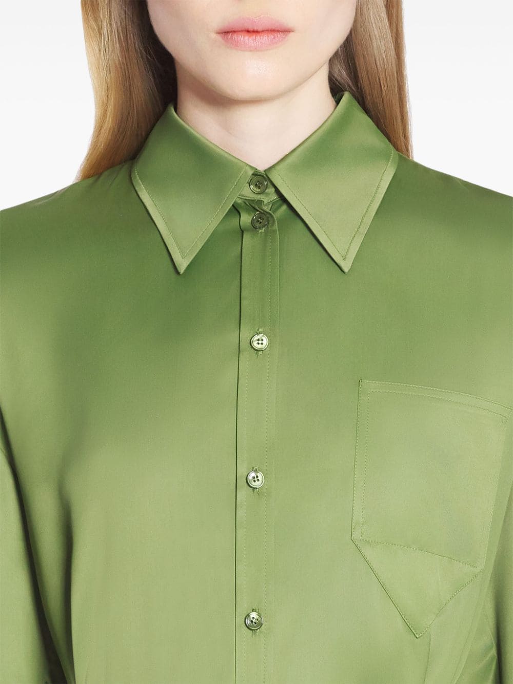 Shop Lanvin Pleated Shirt Dress In Green