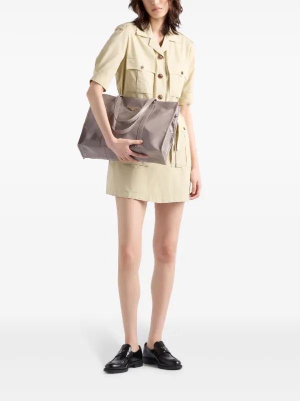 PRADA グレー レザー トートバッグ Prada レザー トートバッグ | グレー | FARFETCH JP