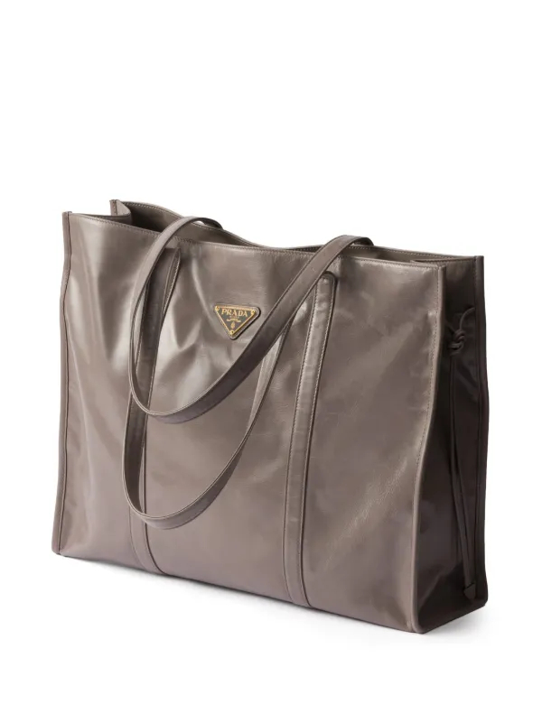 Prada レザー トートバッグ | グレー | FARFETCH JP