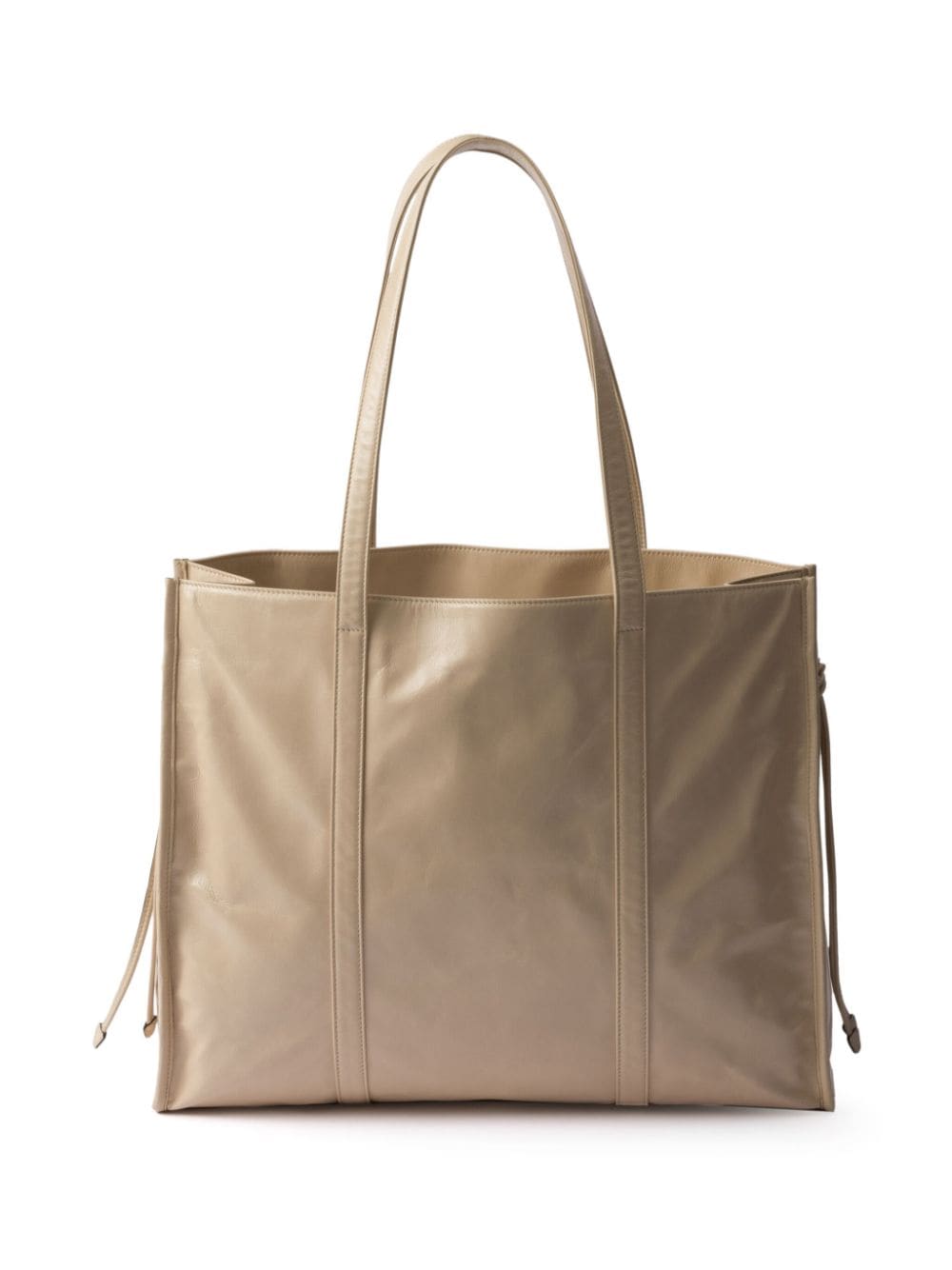 Shop Prada Leather Tote Bag In Neutrals