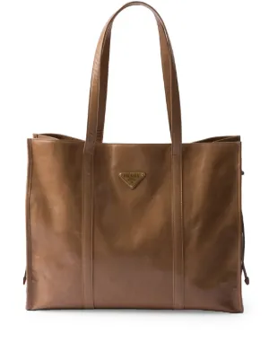 Prada レザー トートバッグ | ブラウン | FARFETCH JP