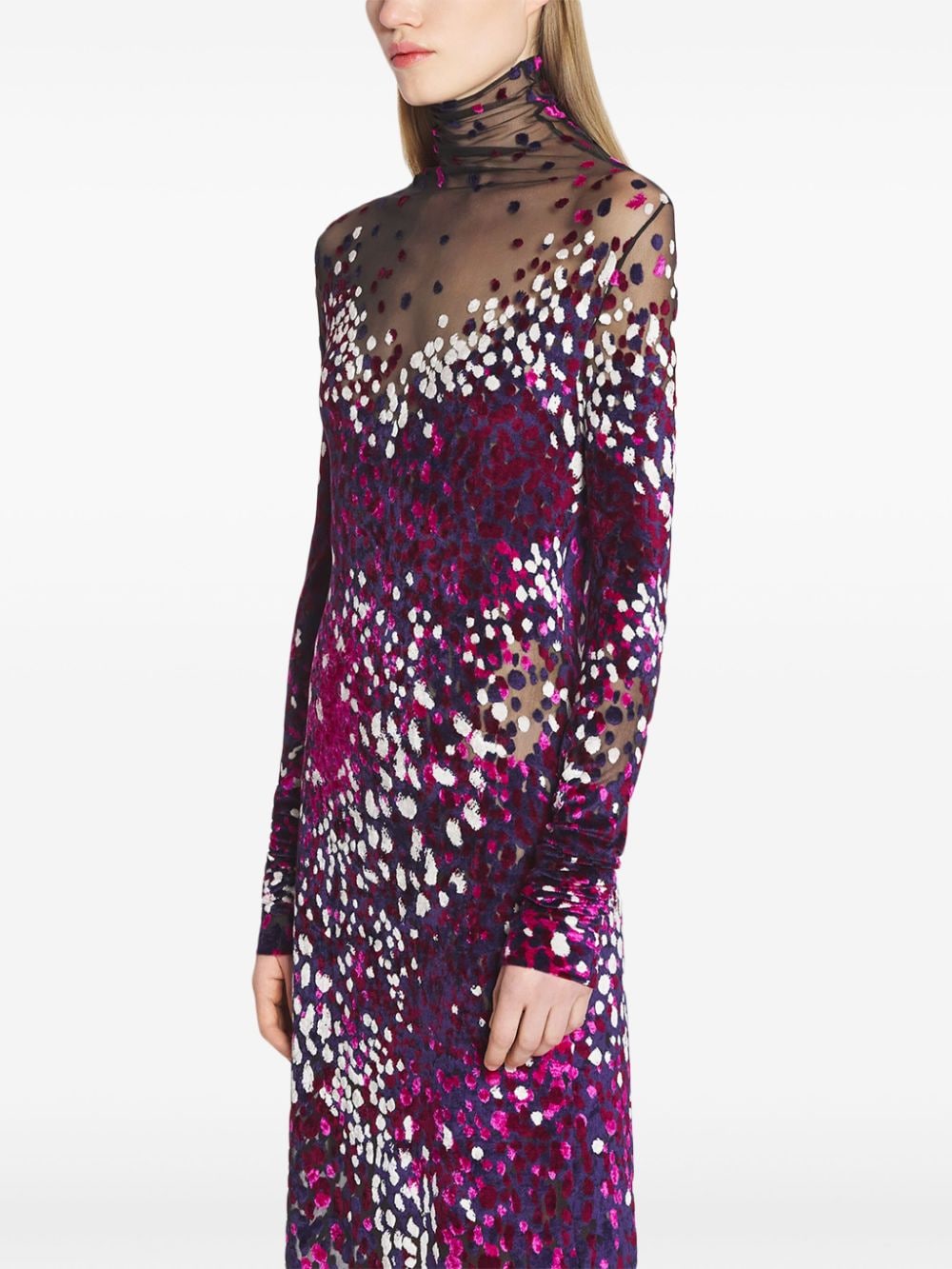 Shop Lanvin Devoré Jersey Dress In Purple