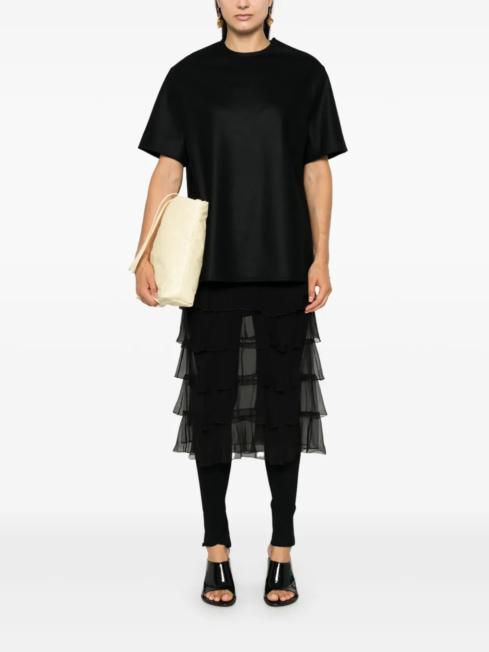 Jil Sander Wollen T-shirt - Zwart