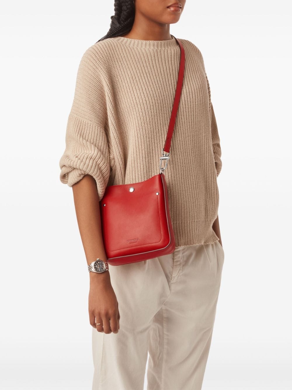 Shinola The Mini Pocket leren crossbodytas - Rood