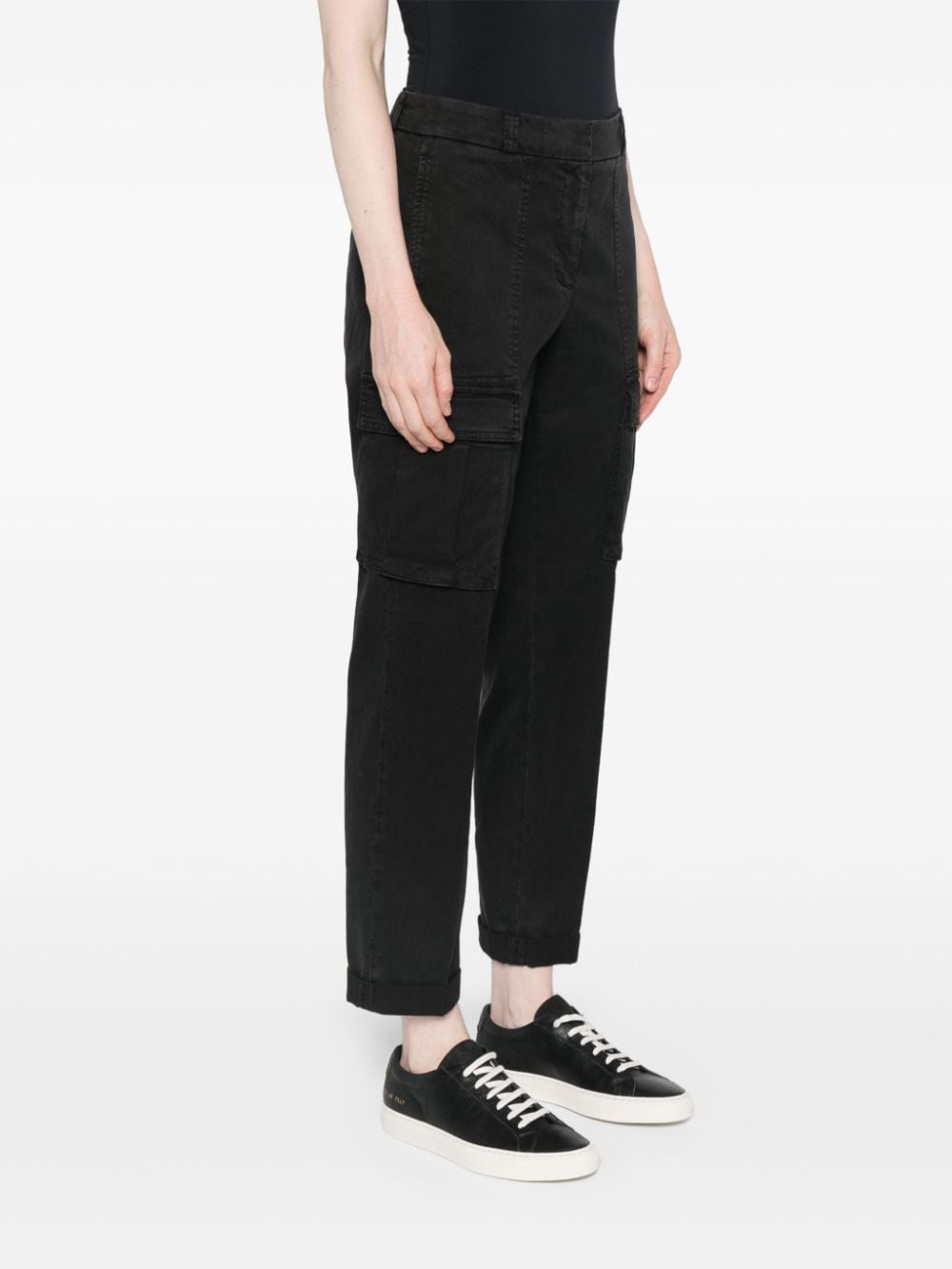 Shop Peserico Tapered Cargo Pants In Black