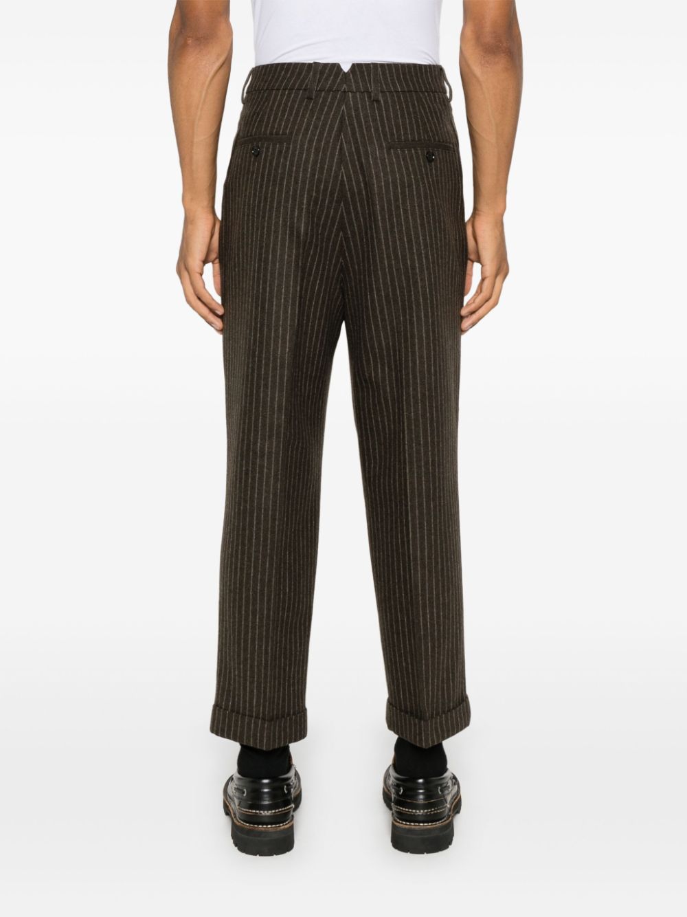 Shop Ami Alexandre Mattiussi Pinstripe Trousers In Brown