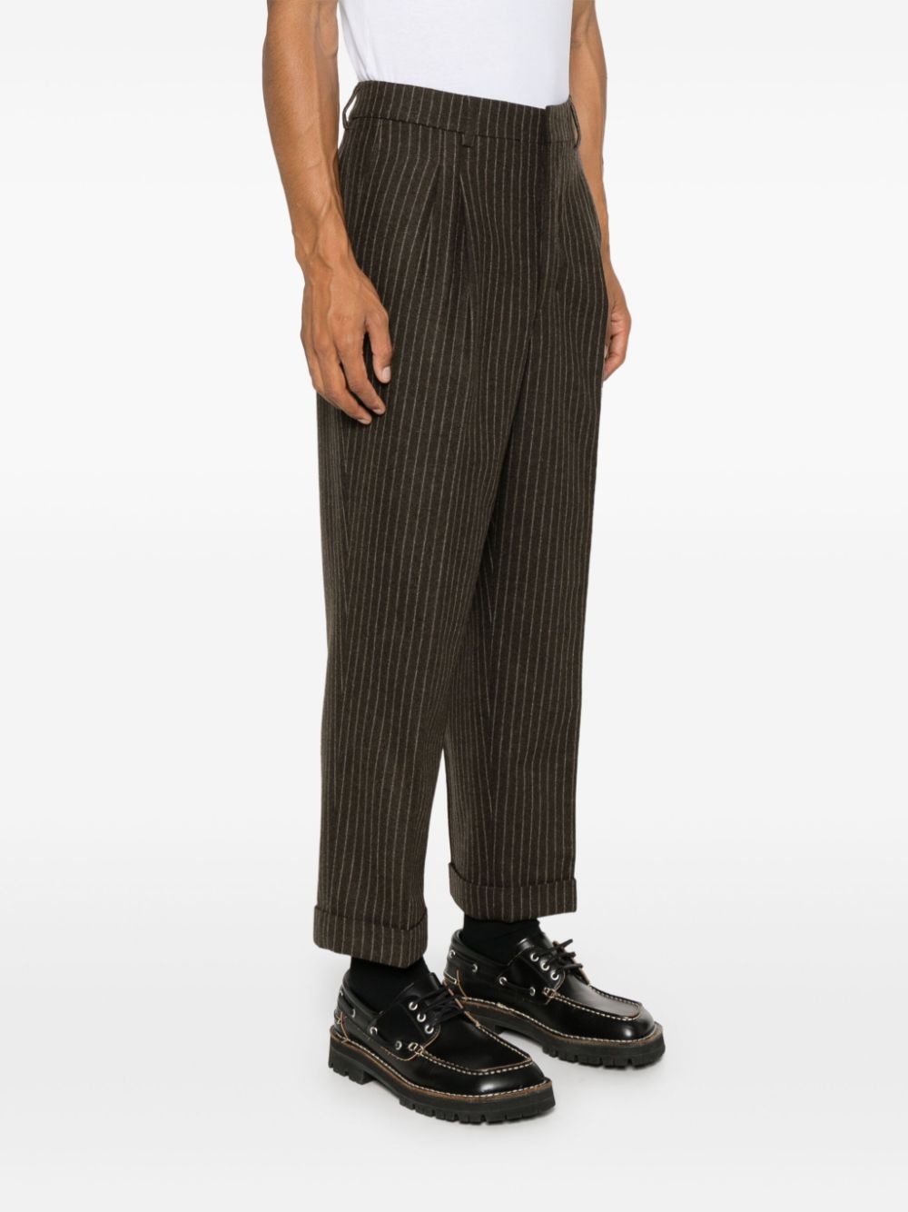 Shop Ami Alexandre Mattiussi Pinstripe Trousers In Brown