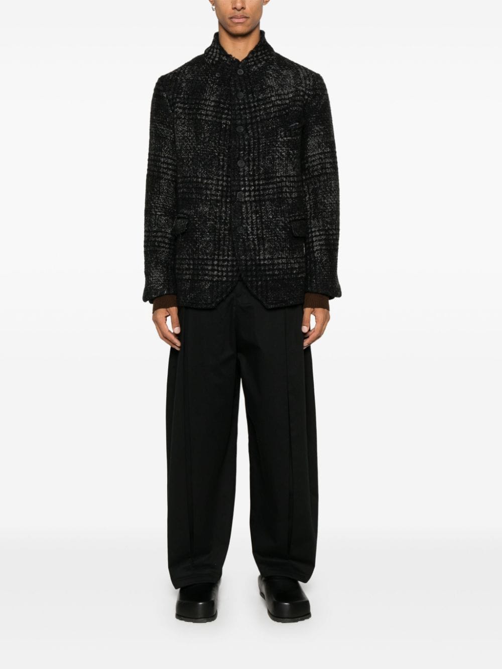 Shop Avant Toi Intarsia-knit Jacket In Black