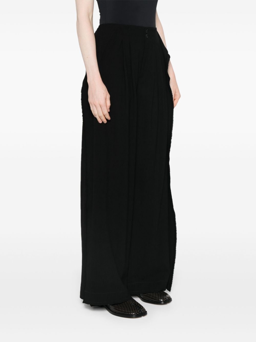 Shop Yehuafan Wide-leg Trousers In Black